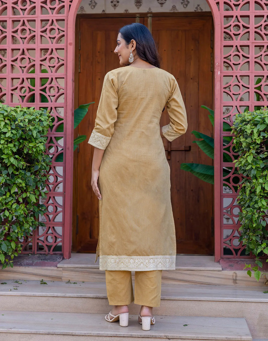 Cotton Woven Straight 3 Piece Kurta Set