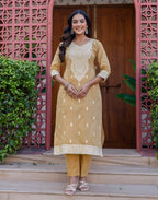 Cotton Woven Straight 3 Piece Kurta Set