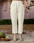 Skylee Cotton Woven Straight 3 Piece Kurta Set For Woman