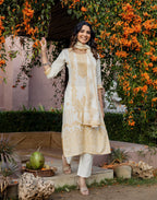 Skylee Cotton Woven Straight 3 Piece Kurta Set For Woman