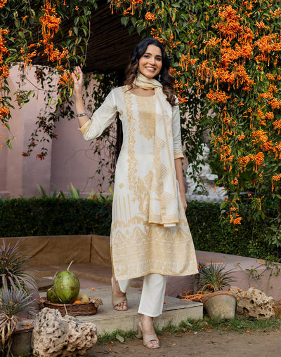 Cotton Woven Straight 3 Piece Kurta Set