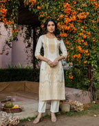 Skylee Cotton Woven Straight 3 Piece Kurta Set For Woman