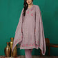 Purple Silk Blend Embroidered Straight Kurta Set for Women with Pant and Dupatta