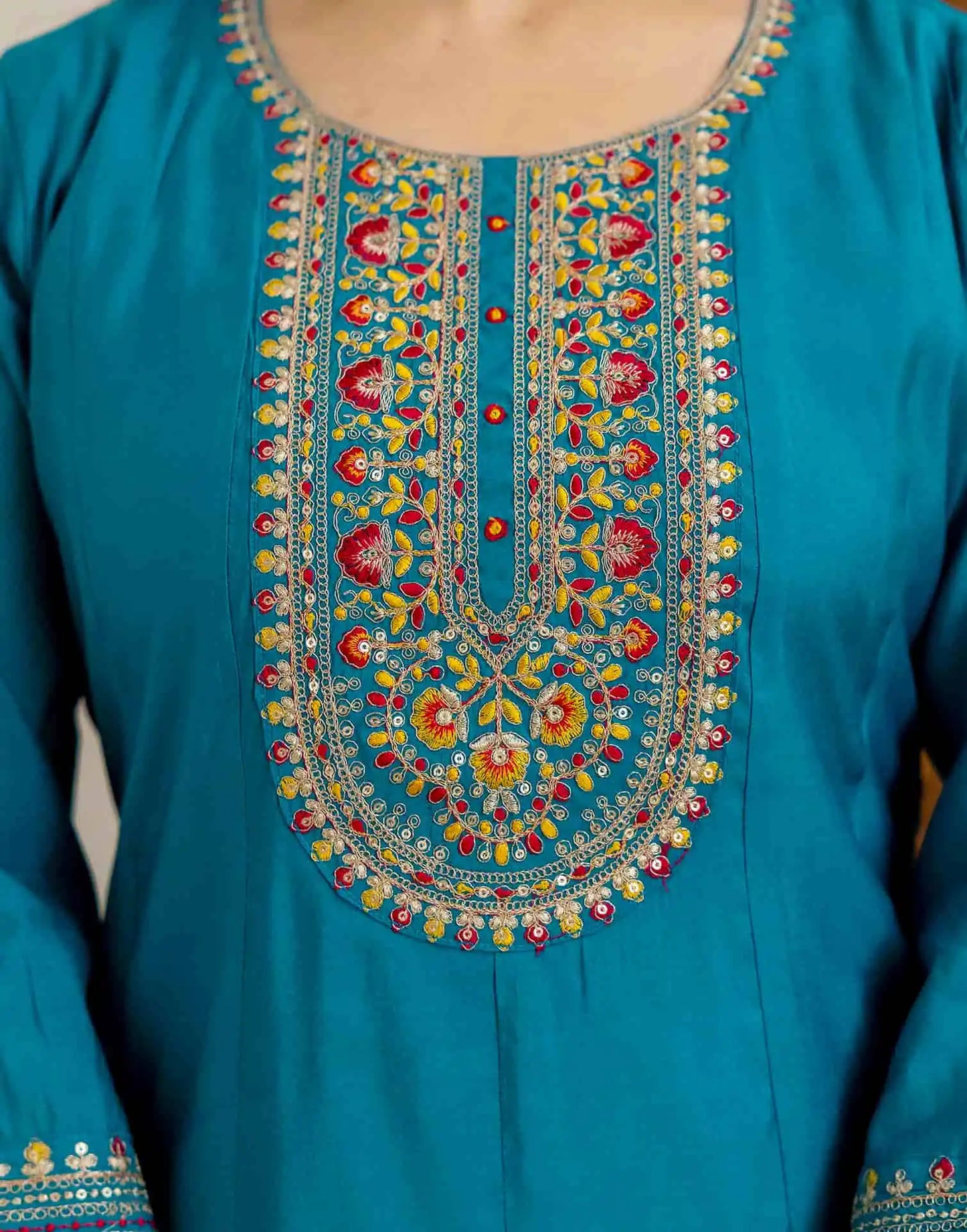 Blue Silk Embroidered Anarkali Kurta Set with Pant and Dupatta for Women Festive Wear under 1299