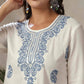 Rayon Chikankari Straight Round Neck Short Kurti