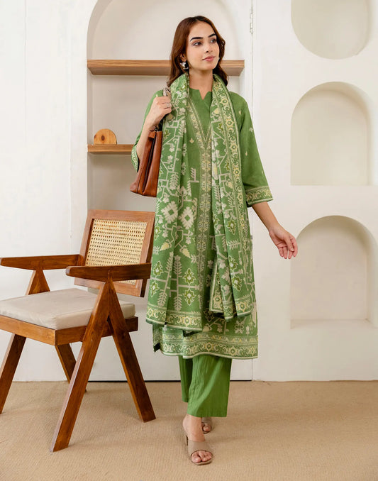 Viscose Rayon Printed Straight 3-Piece Kurta Set with Dupatta