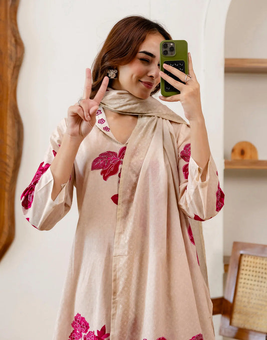 Viscose Rayon Printed Straight 3 Piece Kurta Set