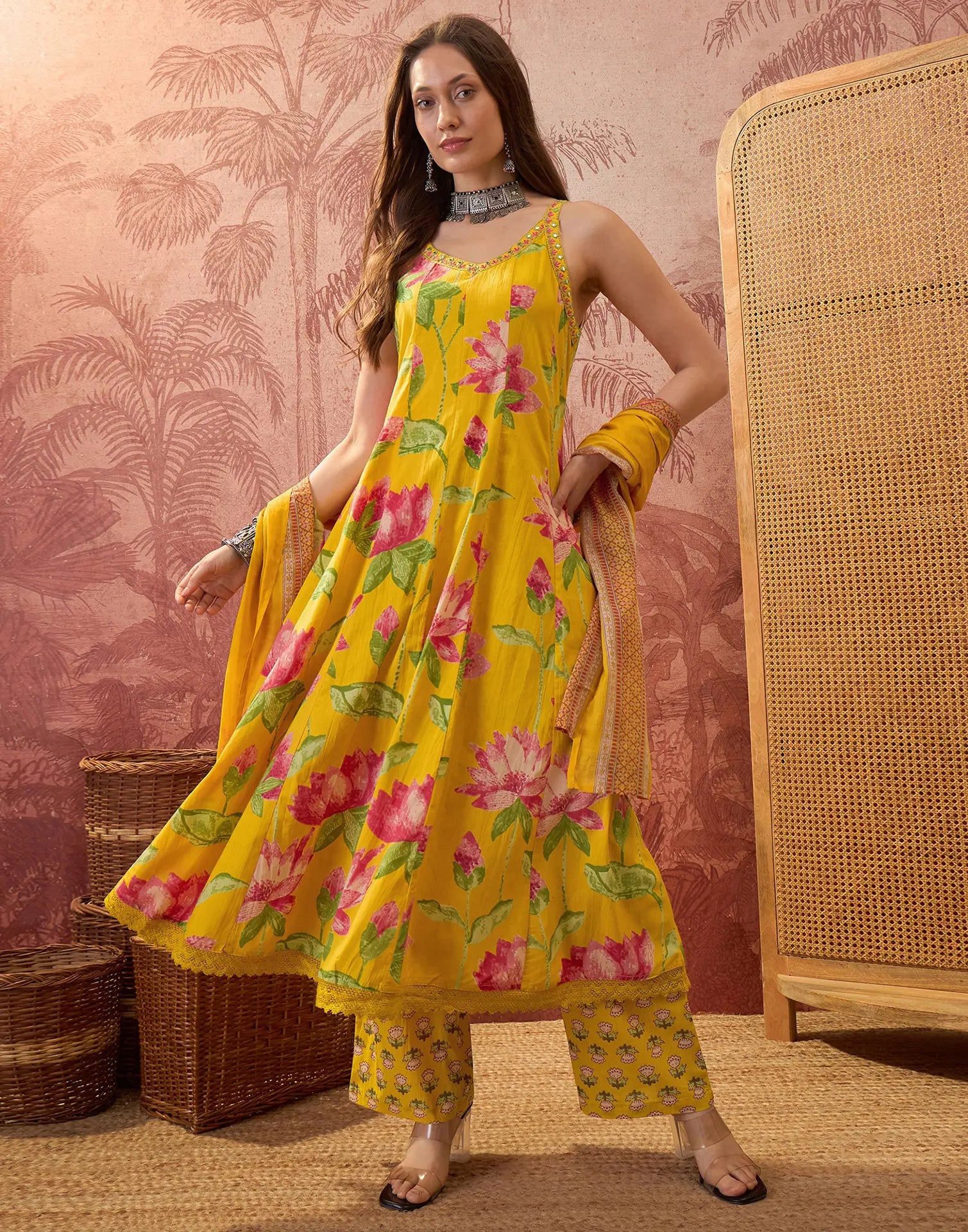 Viscose Rayon Printed Straight 3 Piece Kurta Set