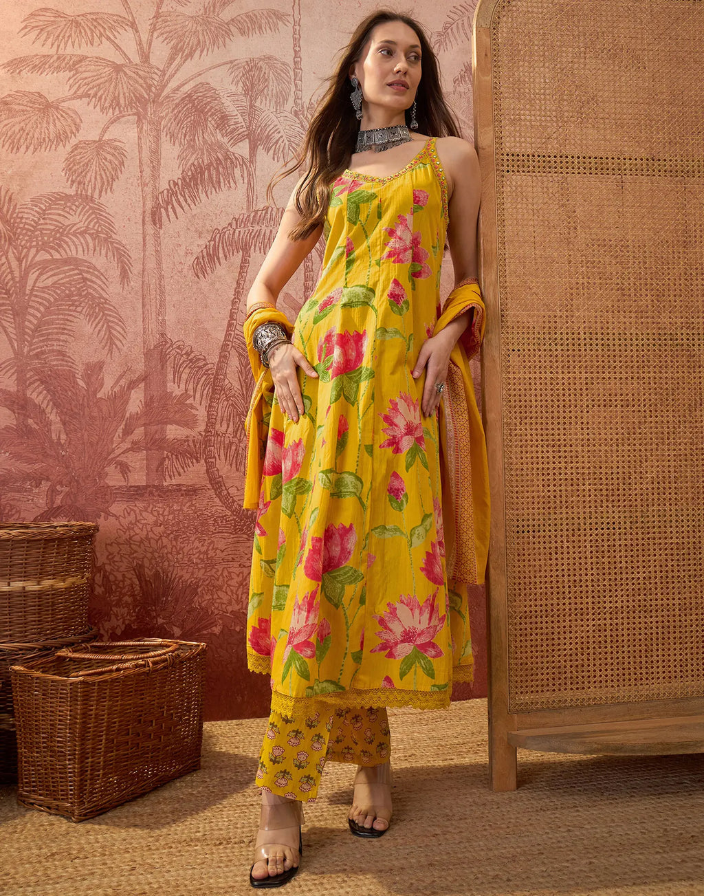 Viscose Rayon Printed Straight 3 Piece Kurta Set