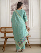 Skylee Silk Woven Straight 3 Piece Kurta Set For Woman