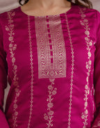 Skylee Silk Woven Straight 3 Piece Kurta Set For Woman