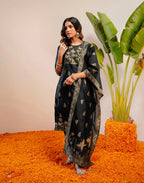 Skylee Silk Woven Straight 3 Piece Kurta Set For Woman