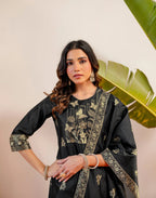 Skylee Silk Woven Straight 3 Piece Kurta Set For Woman