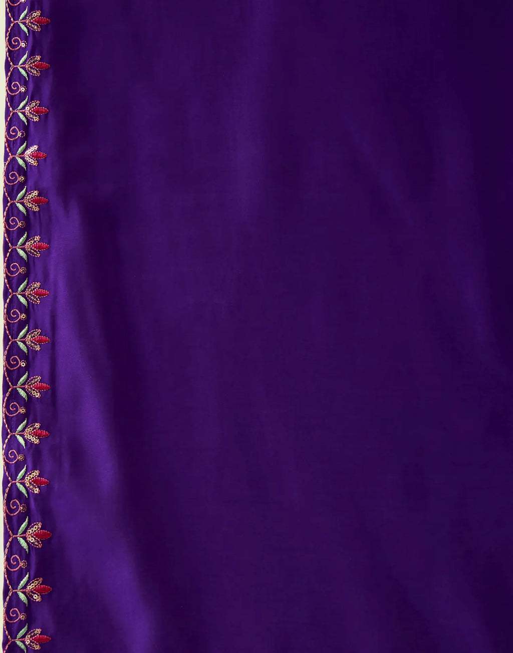 Royal Purple Notched Round Neck Embroidered Straight 3 Piece Kurta Set with Dupatta