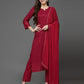 Maroon Rayon Straight Kurta Set with Sequence Embroidery under 1000