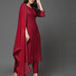Maroon Rayon Straight Kurta Set with Sequence Embroidery under 1000