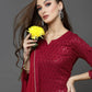 Maroon Rayon Straight Kurta Set with Sequence Embroidery under 1000