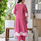 Cotton Straight Woven Design Round Neck Kurta with Pant & Dupatta