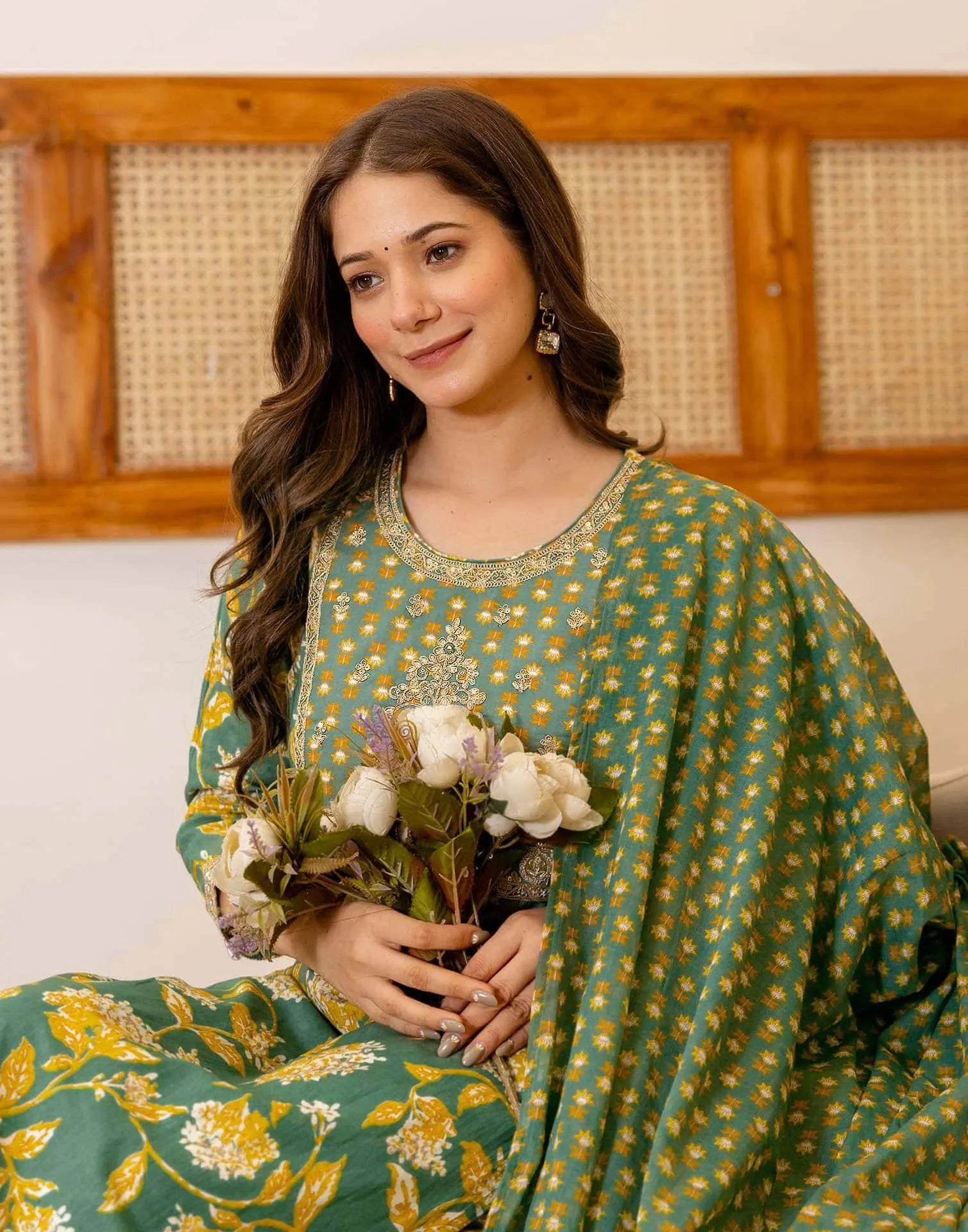 Cotton Printed Straight Kurta with Pant & Dupatta