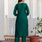 Green Cotton Printed Straight Kurta Set with Pant & Dupatta for Women