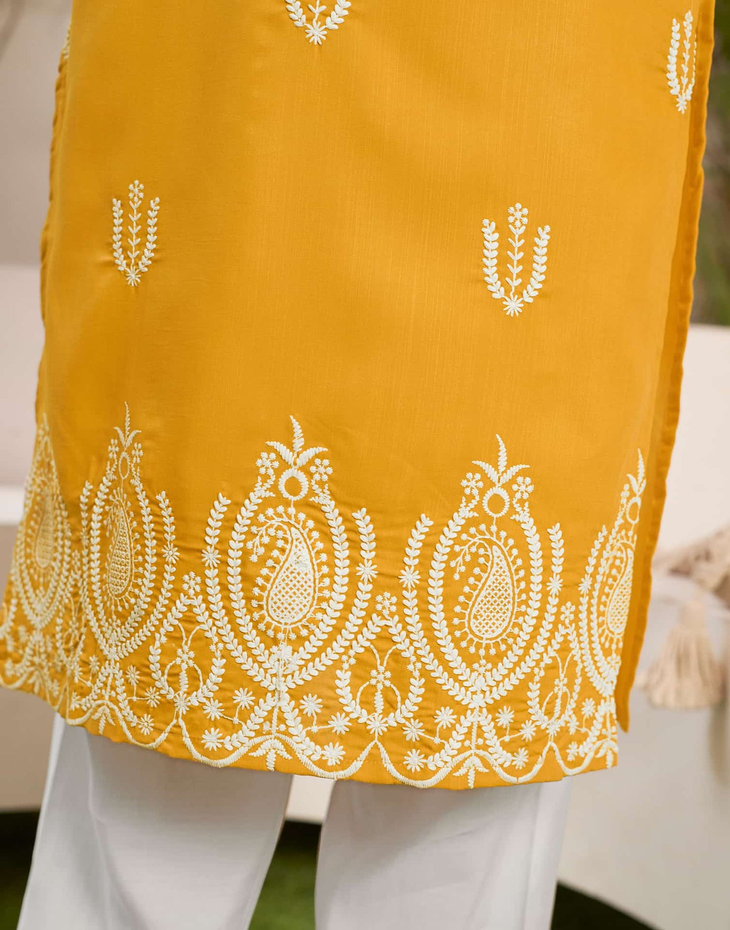 Cotton Embroidered Straight Kurti