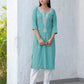 Cotton Embroidered Straight Kurti