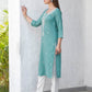 Cotton Embroidered Straight Kurti