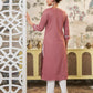 Cotton Embroidered Straight Kurti