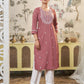 Cotton Embroidered Straight Kurti