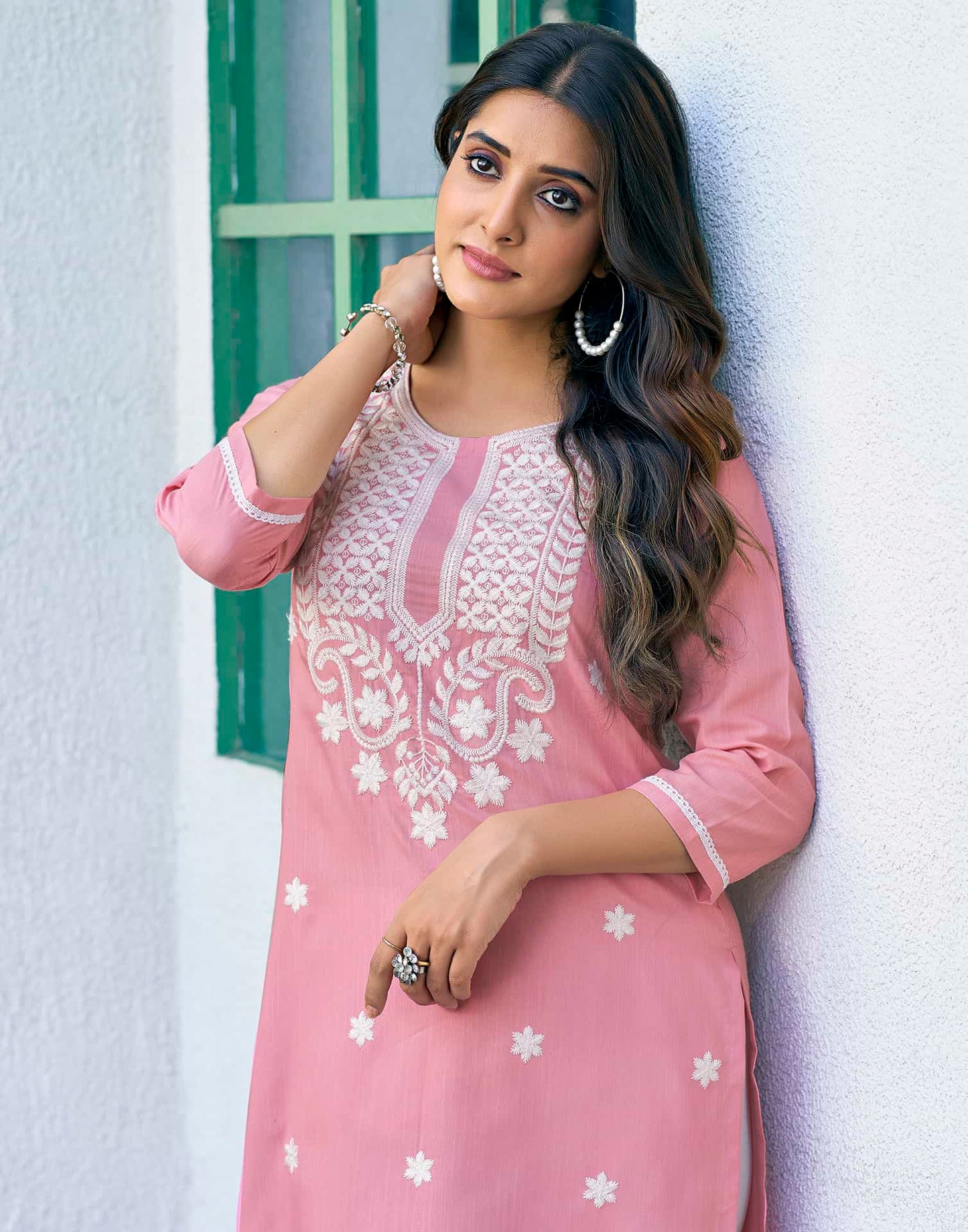 Cotton Embroidered Straight Kurti