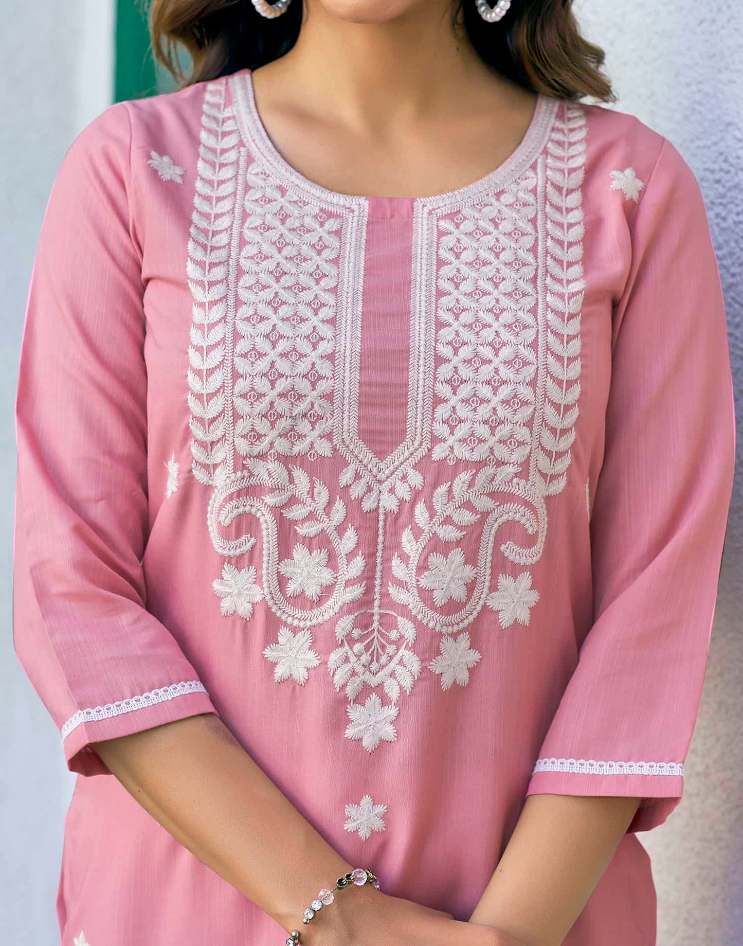 Cotton Embroidered Straight Kurti