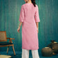 Cotton Embroidered Straight Kurti