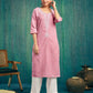 Cotton Embroidered Straight Kurti