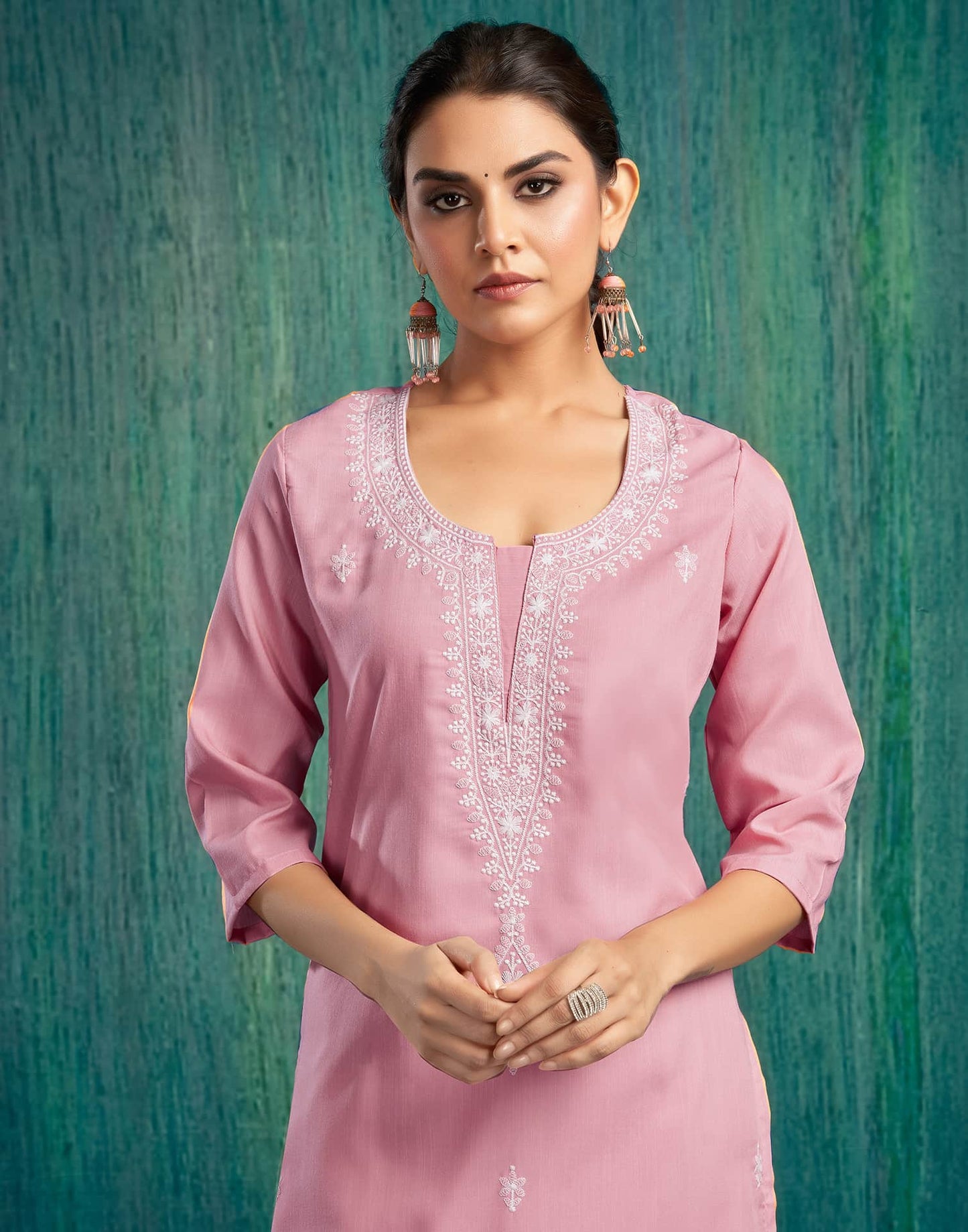Cotton Embroidered Straight Kurti