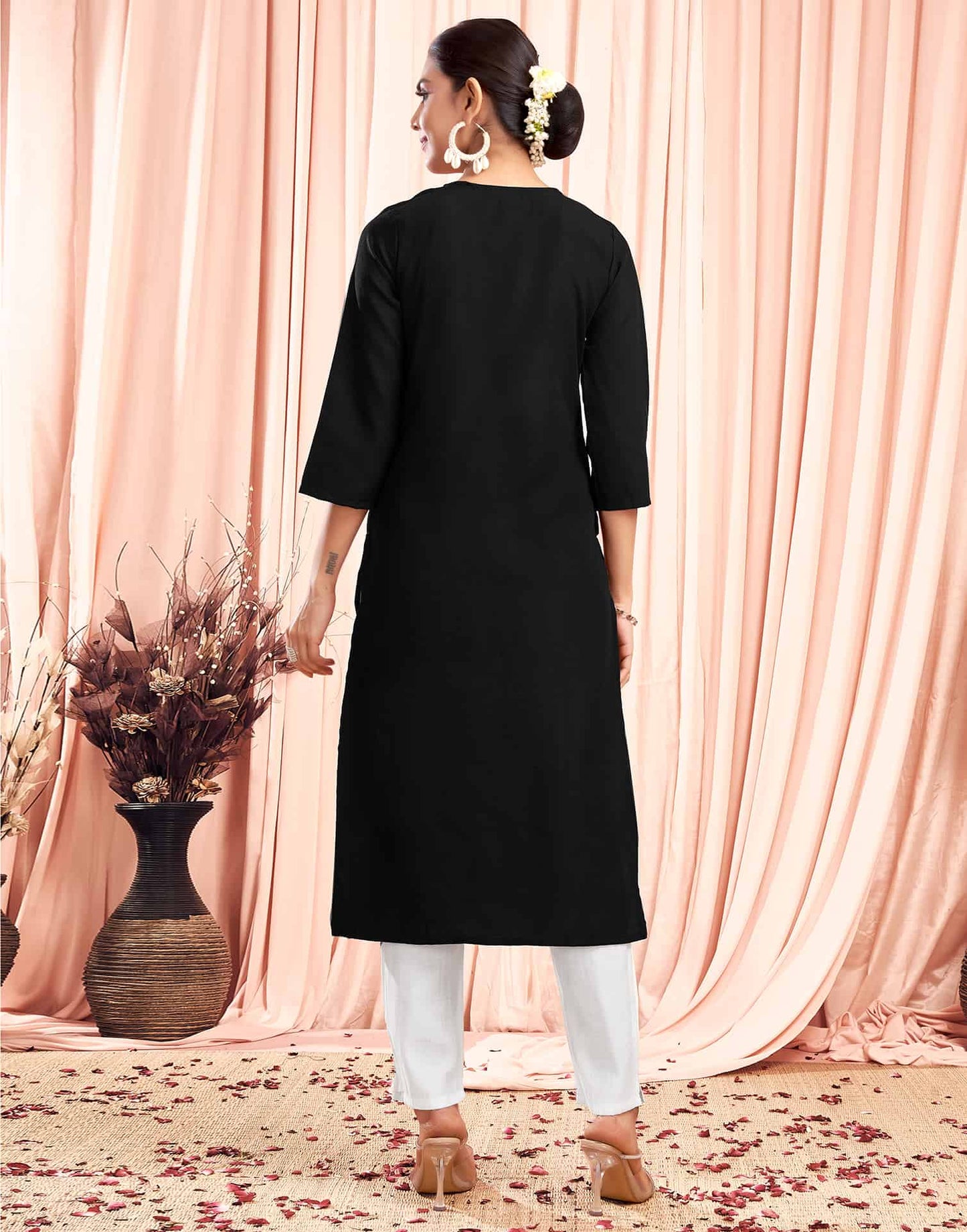 Cotton Embroidered Straight Kurti