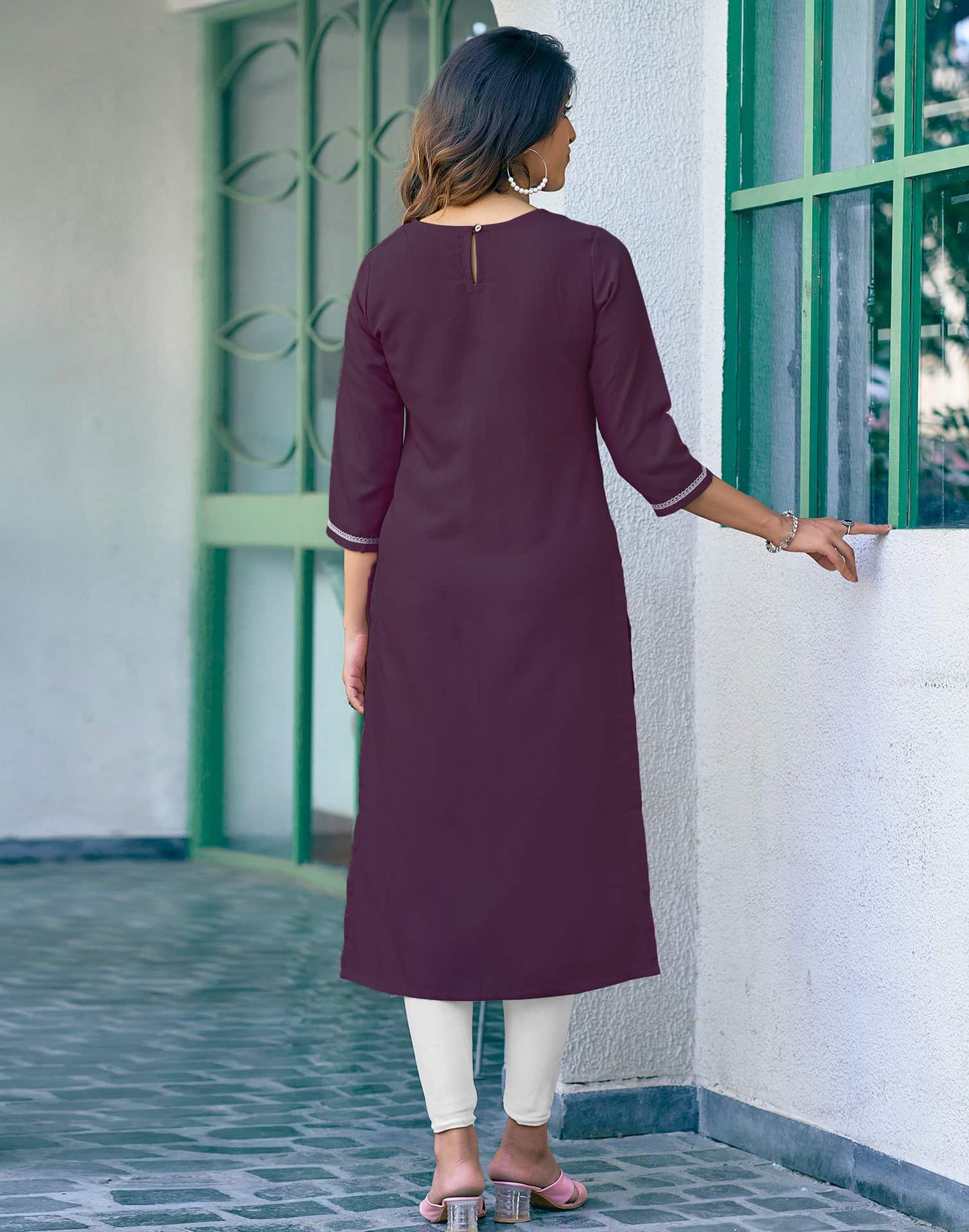 Cotton Embroidered Straight Kurti