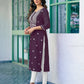 Cotton Embroidered Straight Kurti