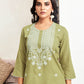 Cotton Embroidered Straight Kurti