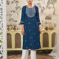 Cotton Embroidered Straight Kurti