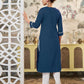 Cotton Embroidered Straight Kurti
