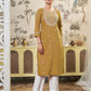 Cotton Embroidered Straight Kurti