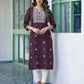 Cotton Embroidered Straight Kurti