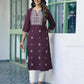 Cotton Embroidered Straight Kurti