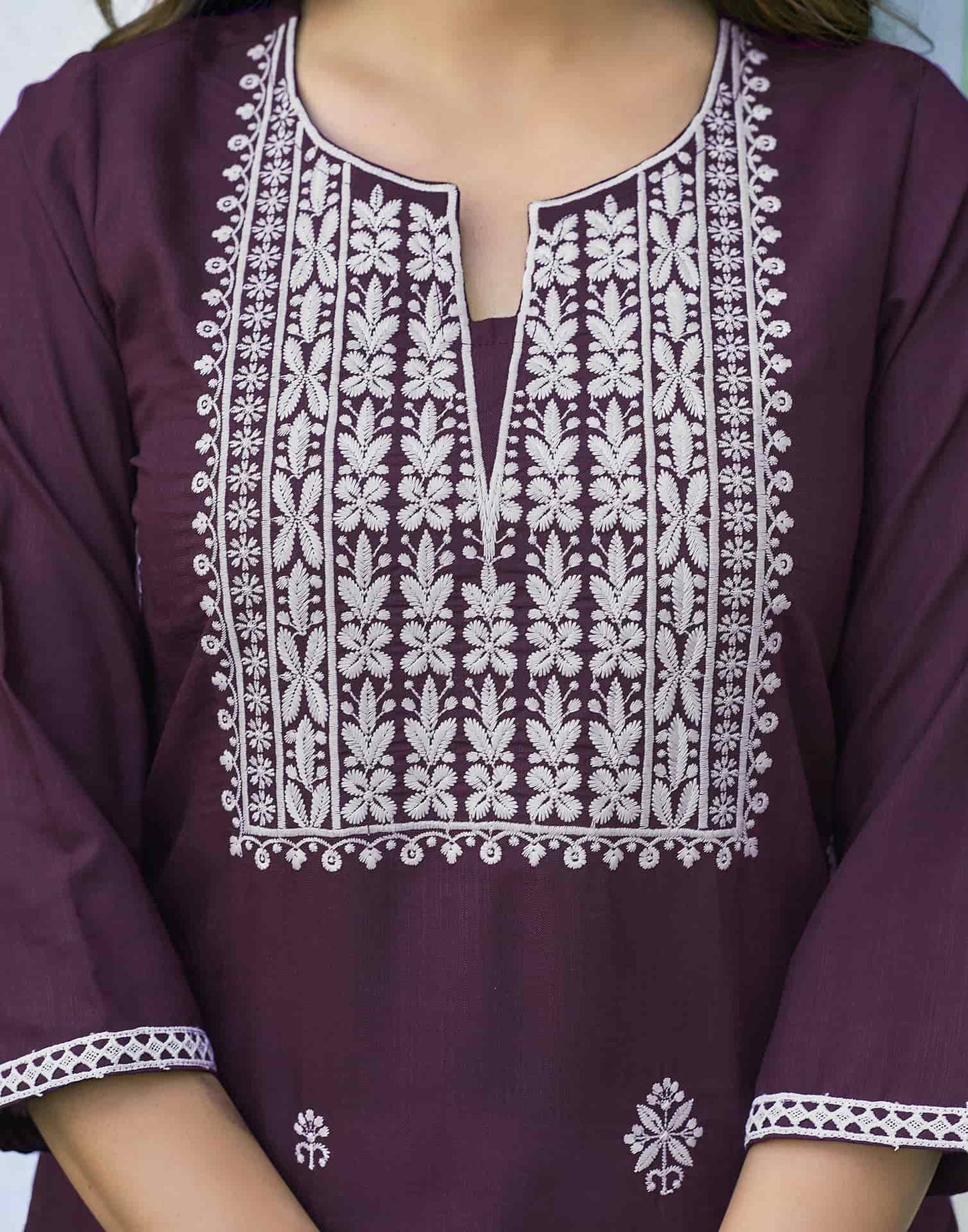 Cotton Embroidered Straight Kurti
