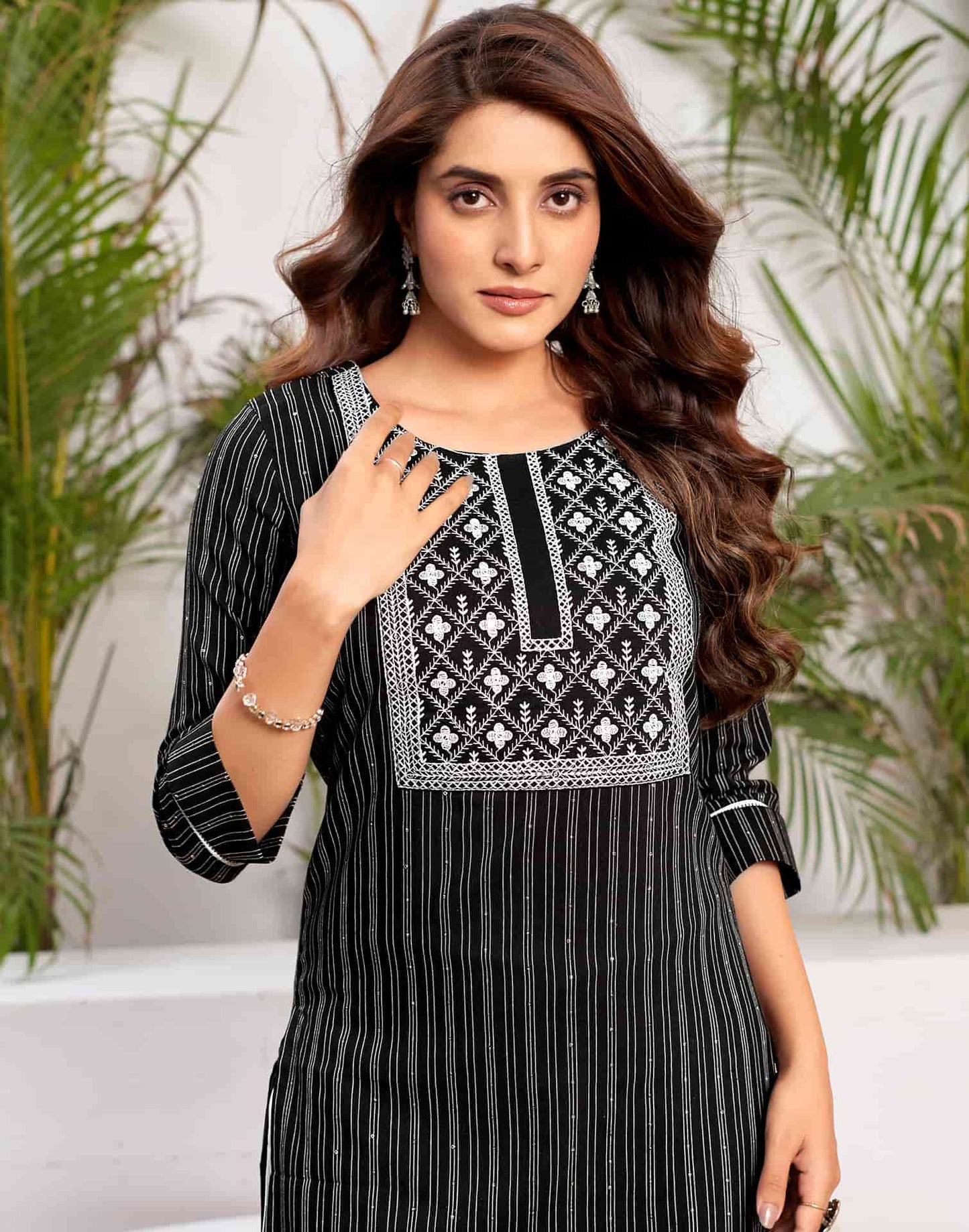 Cotton Embroidered Straight Kurti