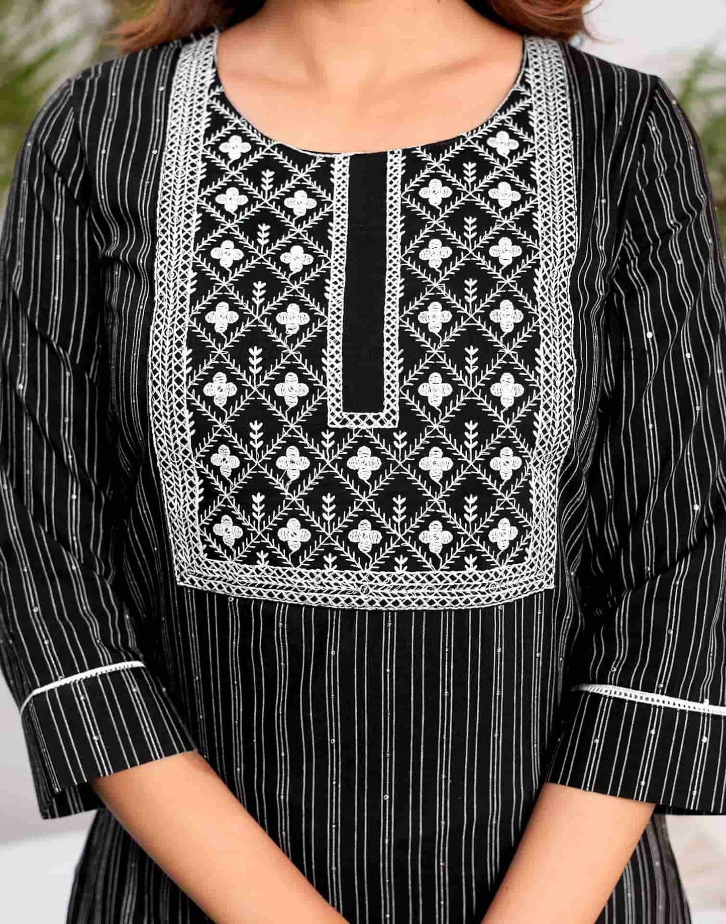 Cotton Embroidered Straight Kurti