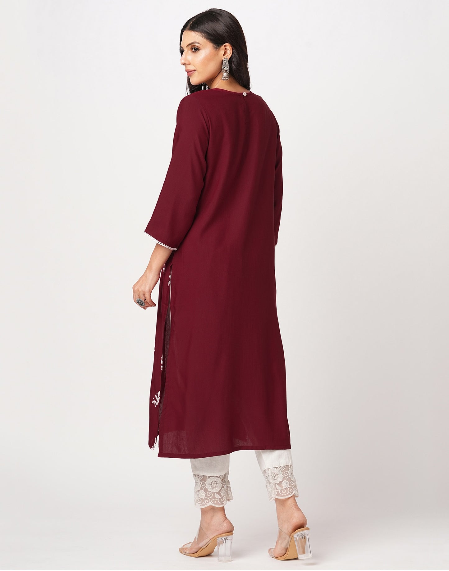 Cotton Embroidered Straight Kurti