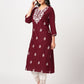 Cotton Embroidered Straight Kurti