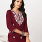 Cotton Embroidered Straight Kurti