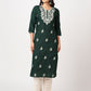 Cotton Embroidered Straight Kurti